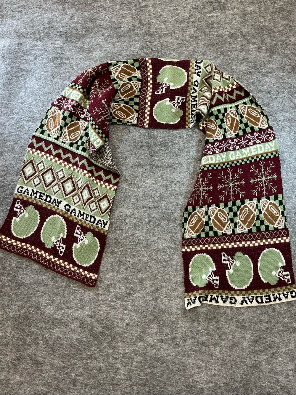 Daily Practice Anthropology Gameday Football Knit Scarf Size OS